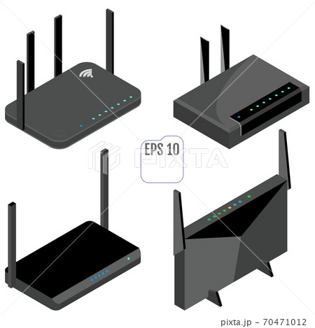 Router isometric icons set. Vector 70471012