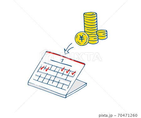 手書き風 給料 ボーナスのイラストのイラスト素材