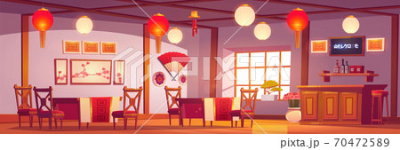 Chinese restaurant interior, empty asian cafe Chinese restaurant interior, empty asian cafe 70472589