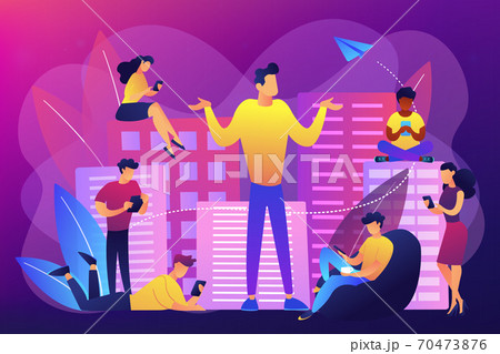 Smartphone addiction concept vector illustration. Smartphone addiction concept vector illustration. 70473876
