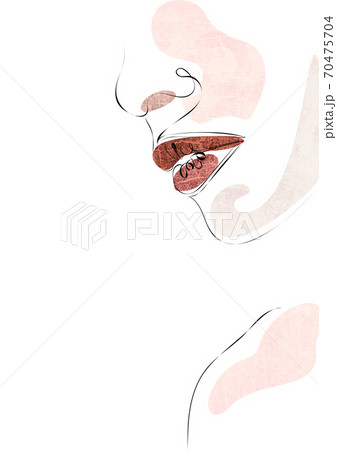 One line continuous drawing woman's face. Modern minimalism art, aesthetic contour. Abstract woman portrait minimalist style. Single line illustration. Women beauty with nose and lips One line continuous drawing woman's face. Modern minimalism art, aesthetic contour. Abstract woman portrait minimalist style. Single line illustration. Women beauty with nose and lips 70475704