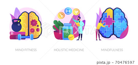 Mental and physical health treatment abstract concept vector illustrations. Mental and physical health treatment abstract concept vector illustrations. 70476597