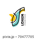 Logo with a tragic free bird. A bright symbol for a children's company. Modern, simple lines with spots. 70477705