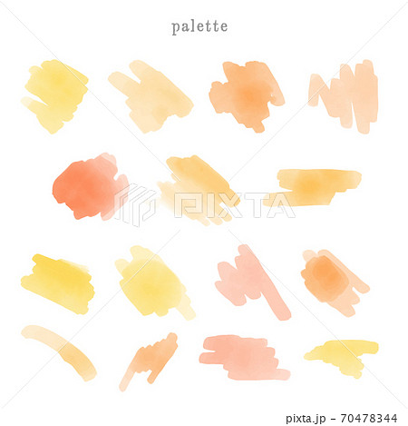 水彩ベクター素材セット 黄色 オレンジ のイラスト素材