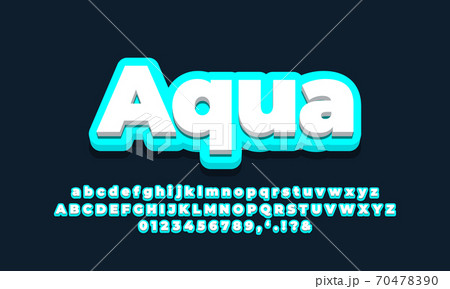 aqua with white 3d  font effect or text styles design 70478390