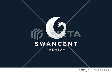bird swan with crescent logo vector illustration design 70478451