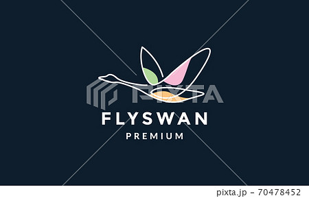bird swan or goose fly line abstract logo vector illustration design 70478452