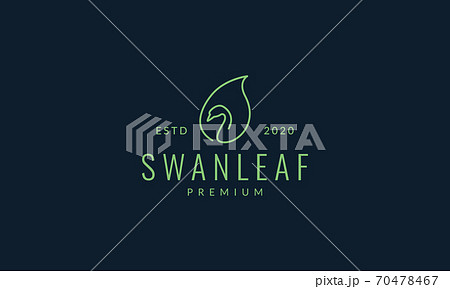 bird swan or goose line leaf logo vector illustration design 70478467