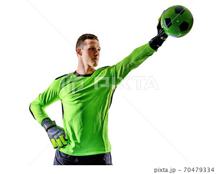 soccer player goalkeeper man silhouette shadow isolated white background 70479334