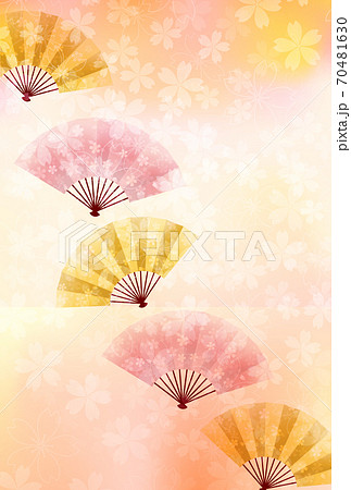 桜 扇子 年賀状 背景のイラスト素材