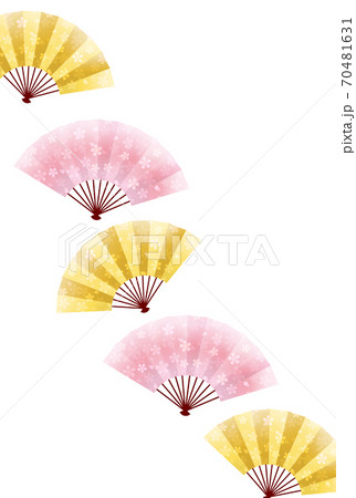 桜 扇子 年賀状 背景のイラスト素材