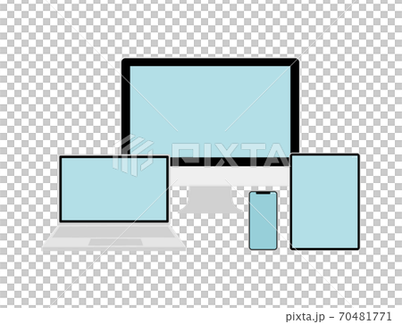パソコン、ノートパソコン、スマートフォン、タブレットのベクターイラスト 70481771