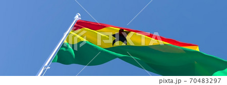 3D rendering of the national flag of Ghana waving in the wind 70483297