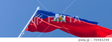 3D rendering of the national flag of Haiti waving in the wind 70483299