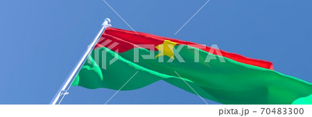 3D rendering of the national flag of Burkina Faso waving in the wind 70483300