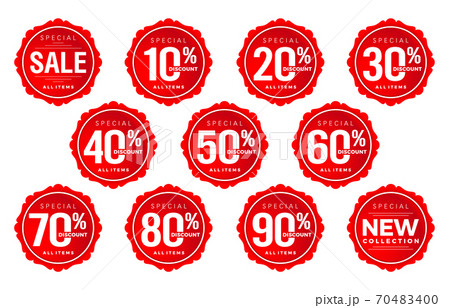 Discount sticker number, discount number set, tag number discount vector set, red label sale numbers collection . For Advertising, shopping festival, promotion in store, low price offer, & web banner 70483400
