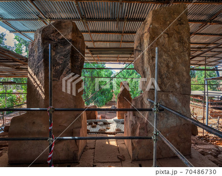 Ruins of the Grat Beal Gebri temple of Yeha, Ethiopia, Africa 70486730