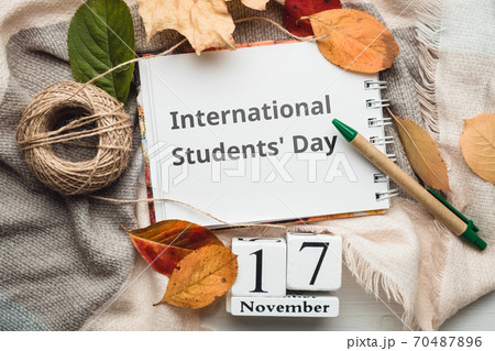 International Students Day of autumn month calendar November 70487896