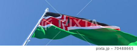 3D rendering of the national flag of Kenya waving in the wind 3D rendering of the national flag of Kenya waving in the wind 70488665