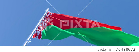 3D rendering of the national flag of Belarus waving in the wind 70488672