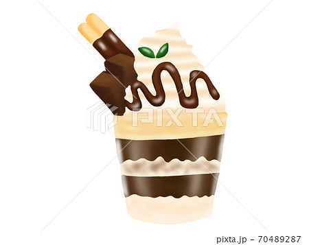 チョコレートパフェ 主線なし のイラスト素材