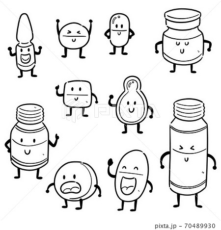 Vector Set Of Medicine Cartoonのイラスト素材