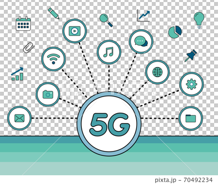 5G（第五代移動通信系統）插圖/簡單/圖標/網絡/互聯網/智能手機 70492234