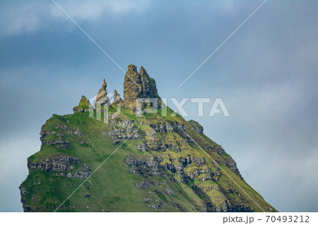 Profile view of top of Tindholmur in Faroe Islands Profile view of top of Tindholmur in Faroe Islands 70493212