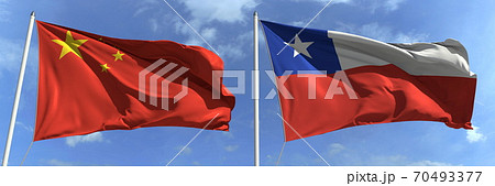 National flags of China and Chile, 3d rendering National flags of China and Chile, 3d rendering 70493377