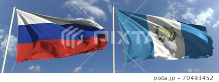 National flags of Russia and Guatemala, 3d rendering 70493452