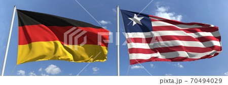 National flags of Germany and Liberia, 3d rendering National flags of Germany and Liberia, 3d rendering 70494029