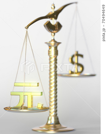 Renminbi yuan CNY weighs more than Dollar on balance scales. Forex trend concept. 3d rendering Renminbi yuan CNY weighs more than Dollar on balance scales. Forex trend concept. 3d rendering 70494649