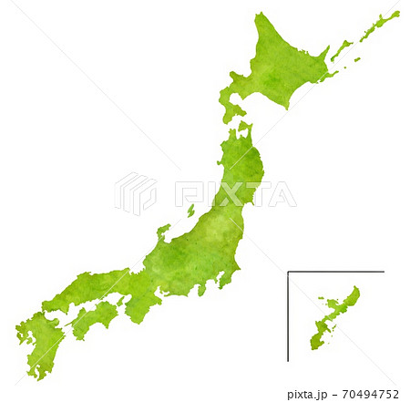 水彩風の日本地図のイラスト 水彩風の日本地図のイラスト 70494752