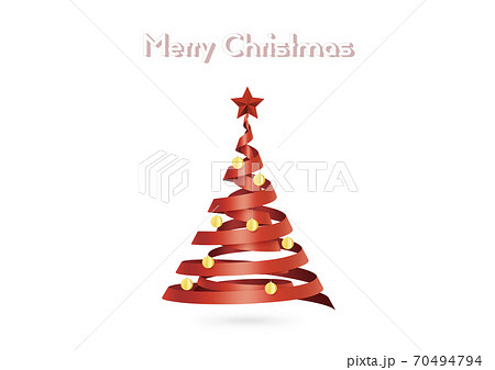 クリスマスツリー リボンツリー グリーティングカード (XLでA2サイズ