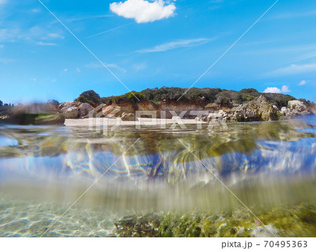 Split underwater view of Alghero shore 70495363