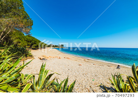 Blue sky over Santa Maria Navarrese in sprigntime Blue sky over Santa Maria Navarrese in sprigntime 70497293