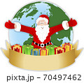 Santa Claus with christmas gifts on background of the Earth 70497462