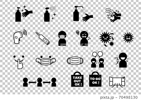 New coronavirus infection countermeasure icon set for shops 70498130