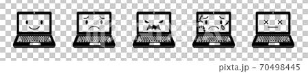 Laptop icon set with various facial expressions Laptop icon set with various facial expressions 70498445