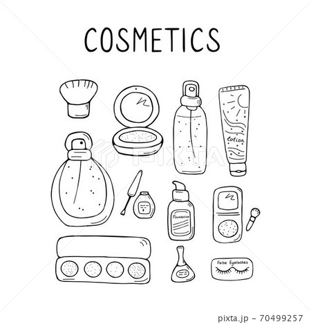Cute make up and skin care icons. Products and 70499257