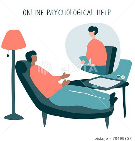 Man at the psychologist online session. Doctor Man at the psychologist online session. Doctor 70499357