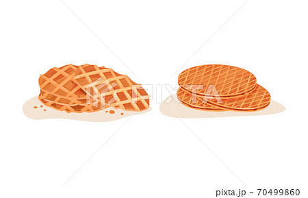 Waffle and Wafer with Textured Surface and Filling Vector Set 70499860
