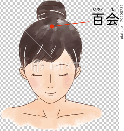 ツボ・経穴「百会」の手描き風イラスト 70500725