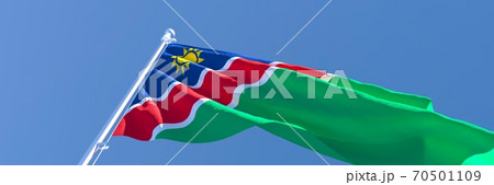 3D rendering of the national flag of Namibia waving in the wind 70501109