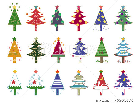 さまざまなクリスマスツリー イラストのイラスト素材