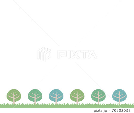 並木と芝生のフレーム-白バック 70502032