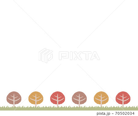 並木と芝生の秋フレーム-白バック 70502034