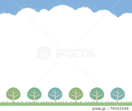 空と並木と芝生のフレーム-白バックのイラスト素材 [70502036] - PIXTA