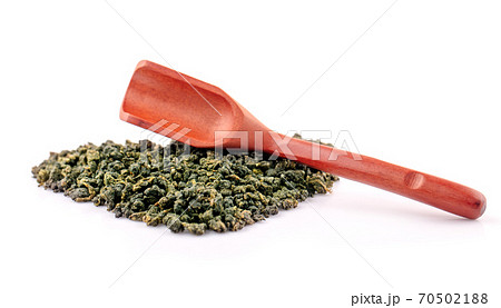 Dry oolong tea leaves an isolated on white background 70502188