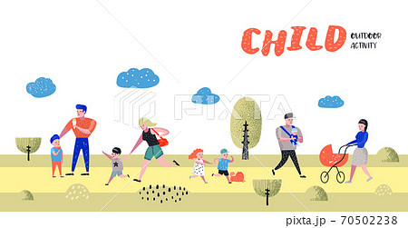 Walking Family Outdoor Activity Poster, Banner Walking Family Outdoor Activity Poster, Banner 70502238